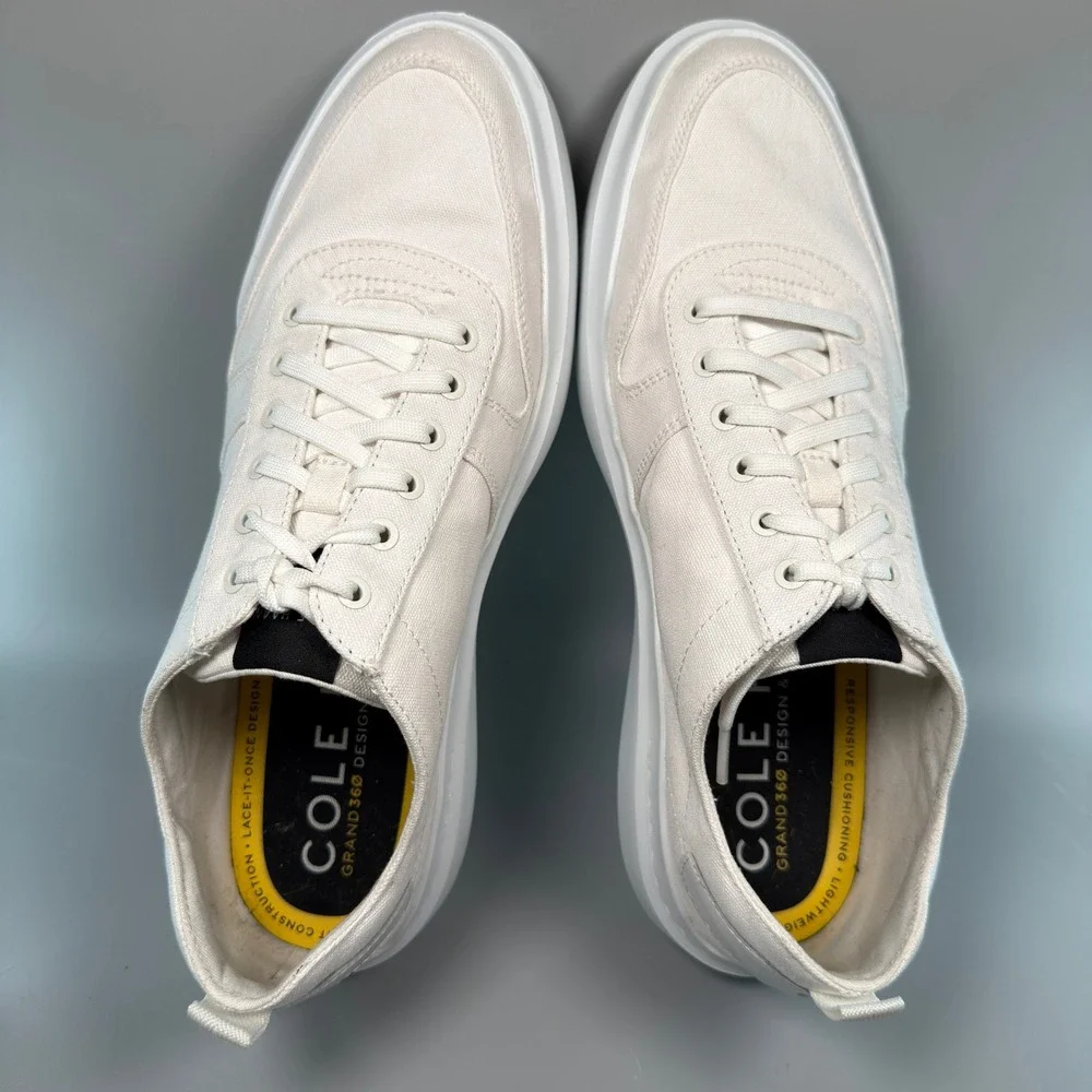 Cole Haan GrandPro Rally Mens 11.5 11 1/2 Canvas Court Dress Sneaker White Lace